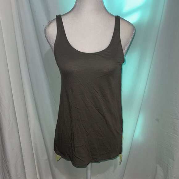 olive & lime green Express dream weight cotton tank top size xs - Picture 1 of 3